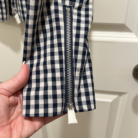 J Crew Gingham Pattern Biker-Inspired Jacket - Size 2. New without tags. - Picture 5 of 7